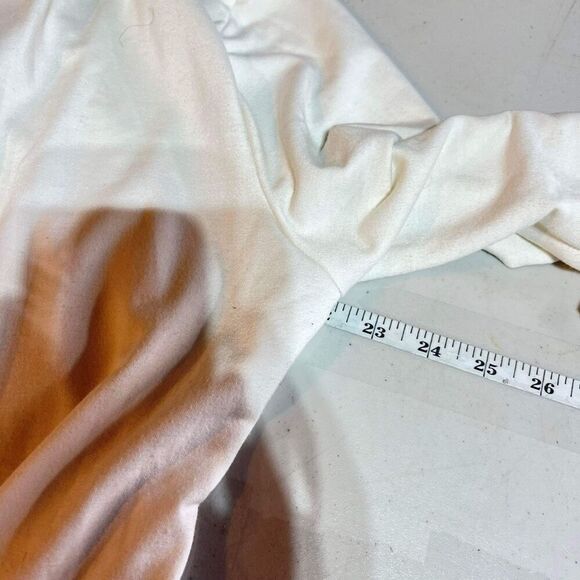 Logo Lounge Cardigan Jersey Knit Cream Chiffon Layer Medium Pockets Tan & white - Picture 10 of 15
